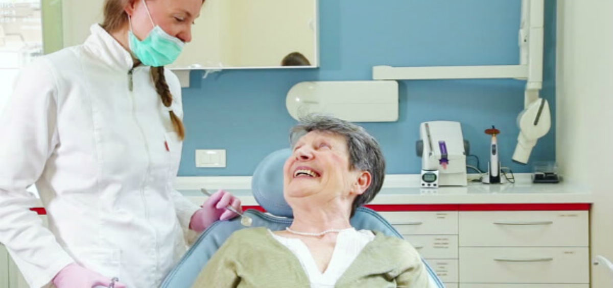 Dentist seeing a senior woman