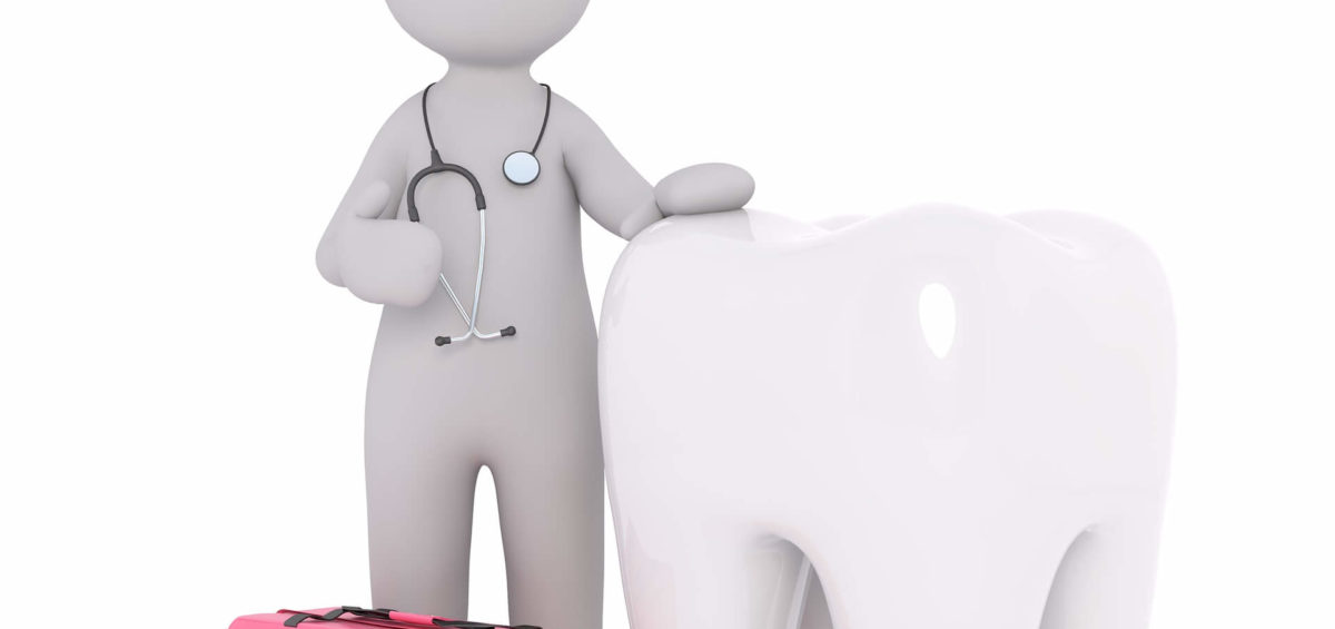 Miniature 3D Dentist Character beside tooth